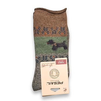 Ullsockor - Hund - Brun/Grön/Beige stl 35-40