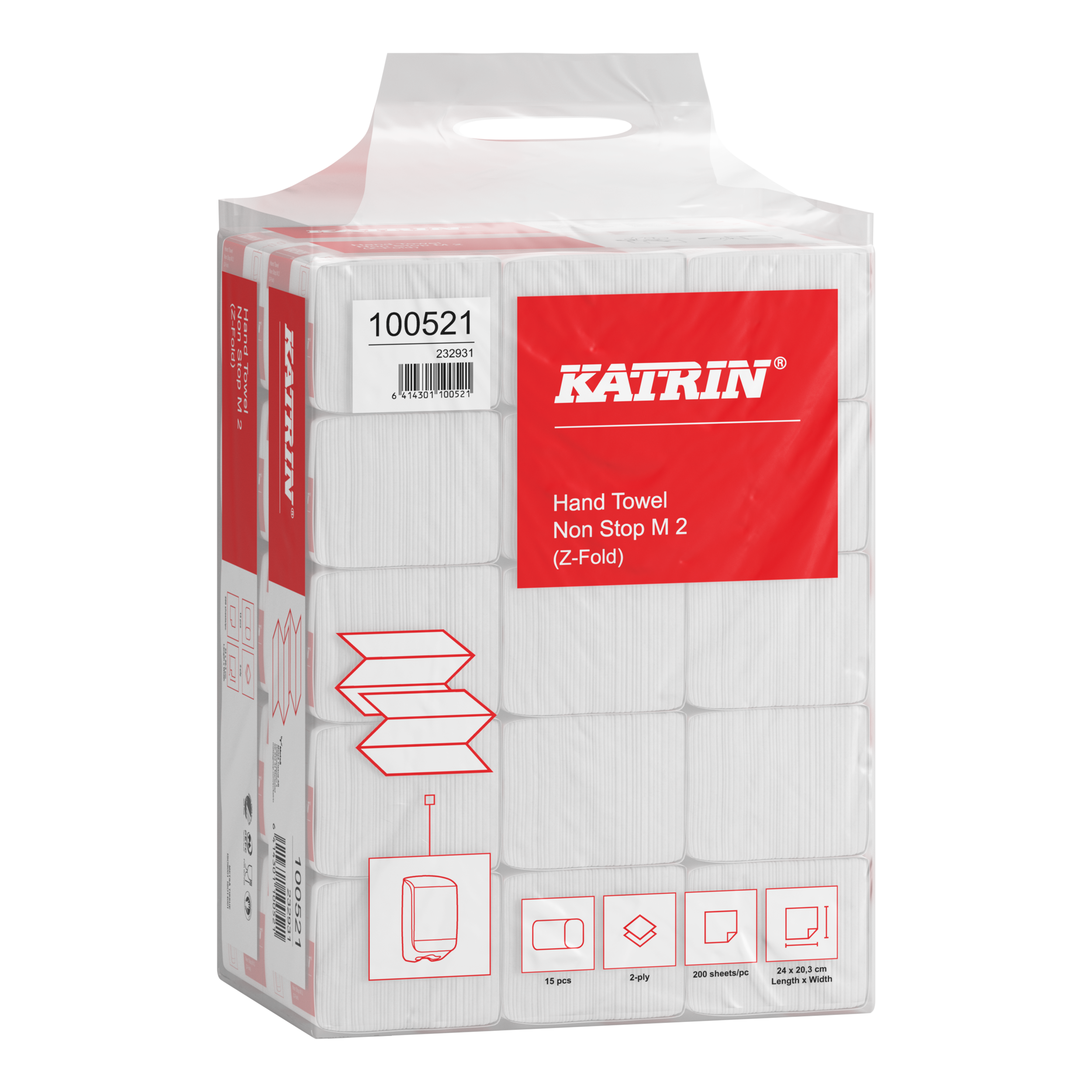 Katrin Z-vikt Pappershandduk M 2-lagers, Handy Pack