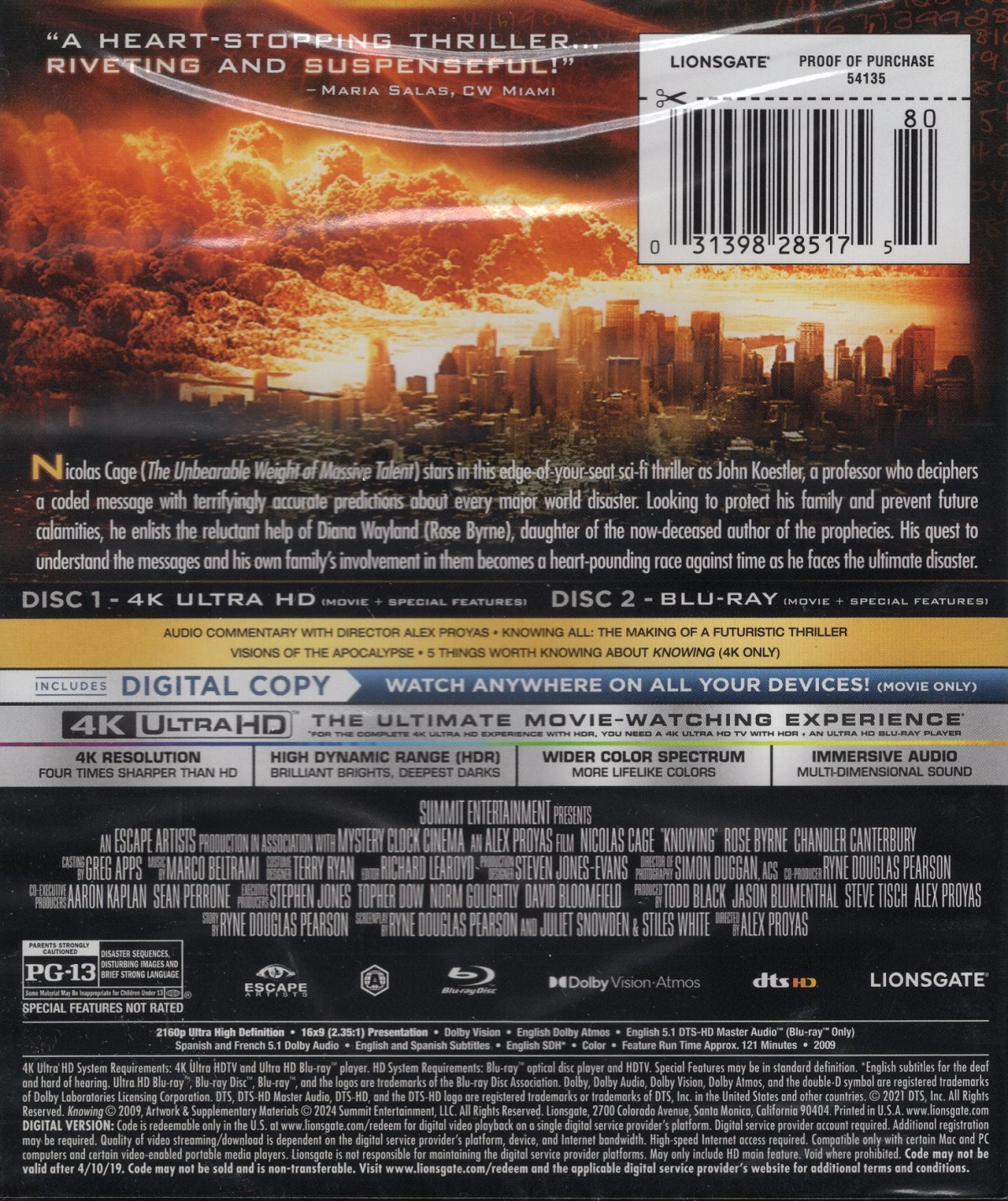 Knowing (ej svensk text) (4K Ultra HD + Blu-ray) - 2