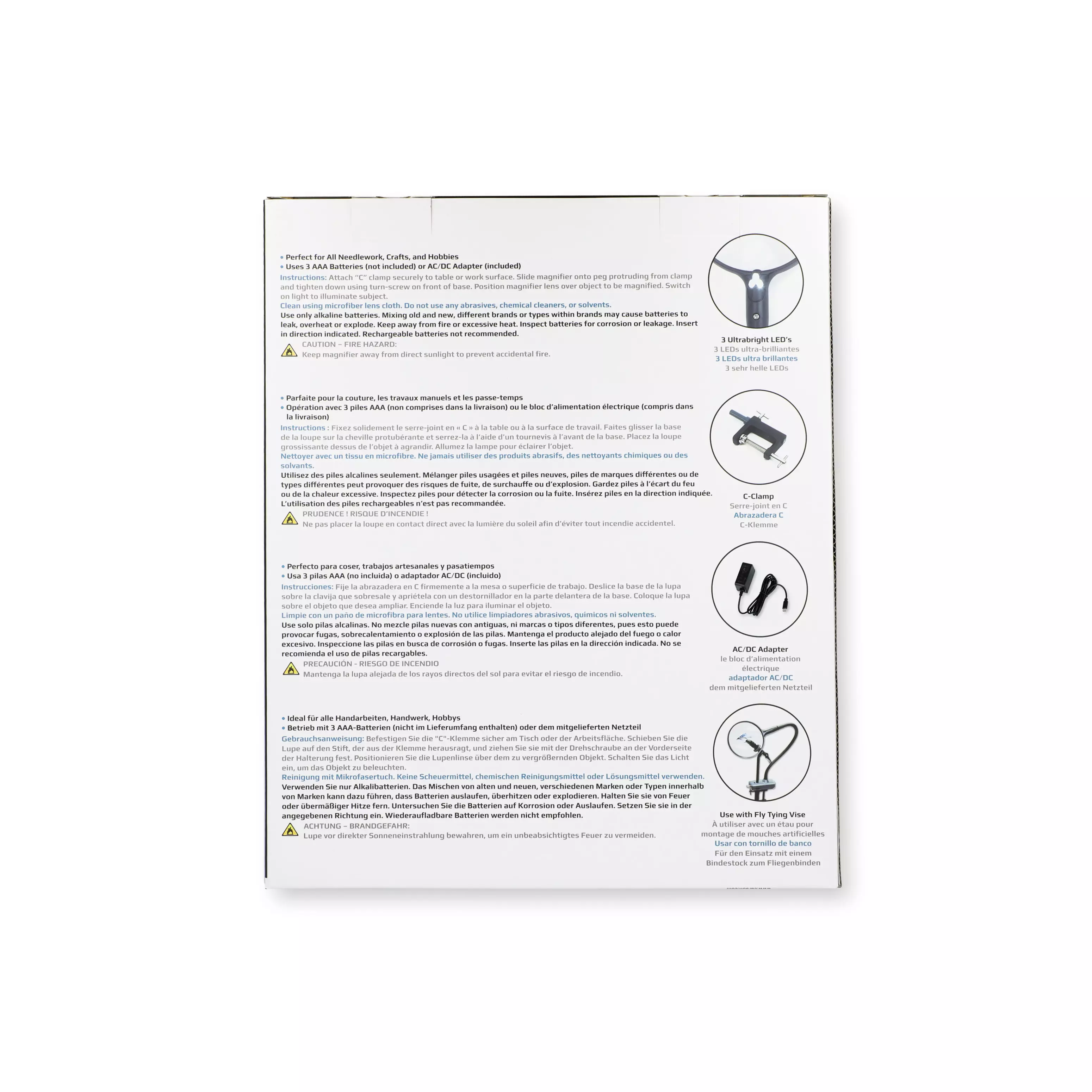 Förstoringsglas, handsfree, LED, med bordshållare och strömadapter, 2x / 3.5x - 7