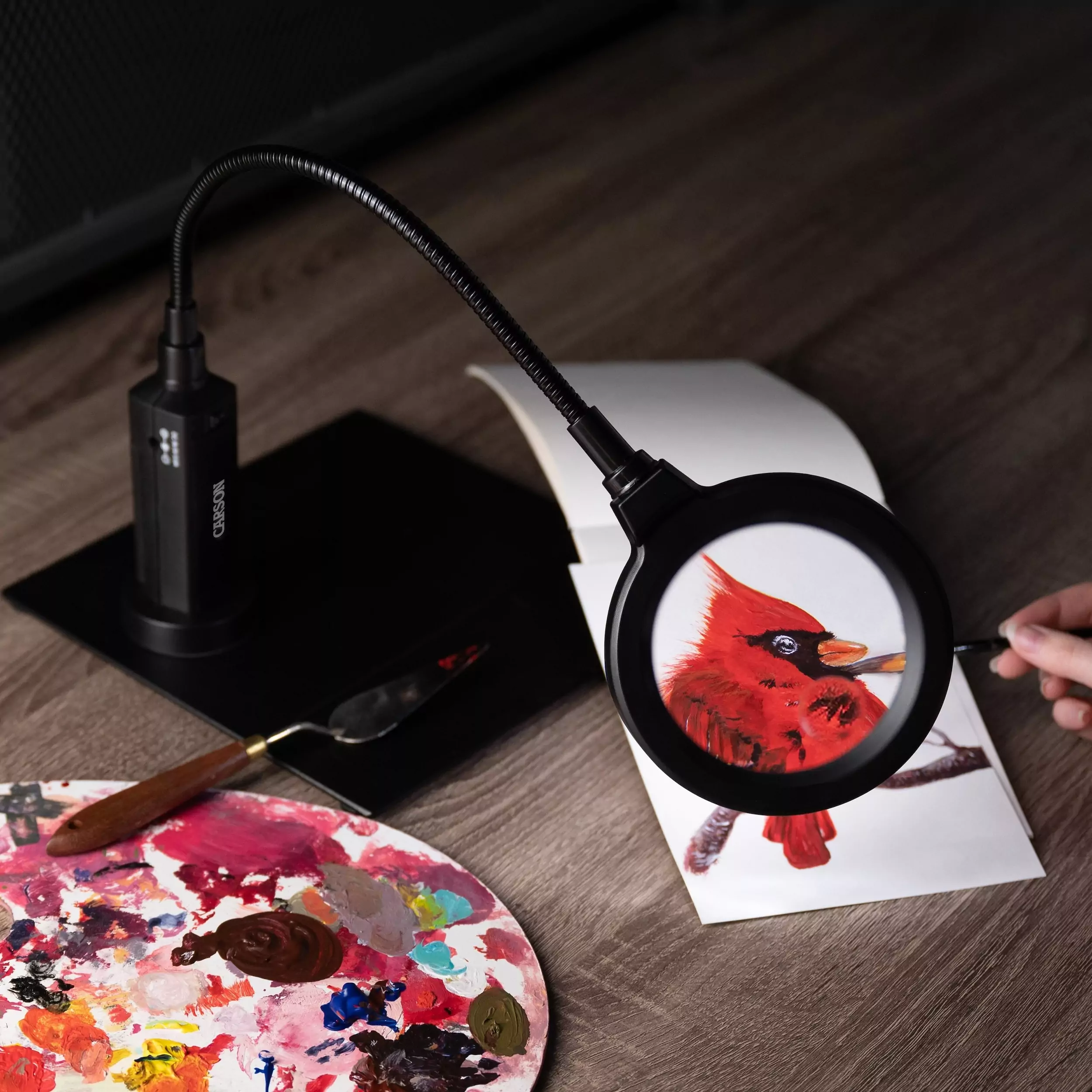 Förstoringsglas/bordslupp MagniFlex Pro 2x, 97mm, LED, Magnetisk bas - 9