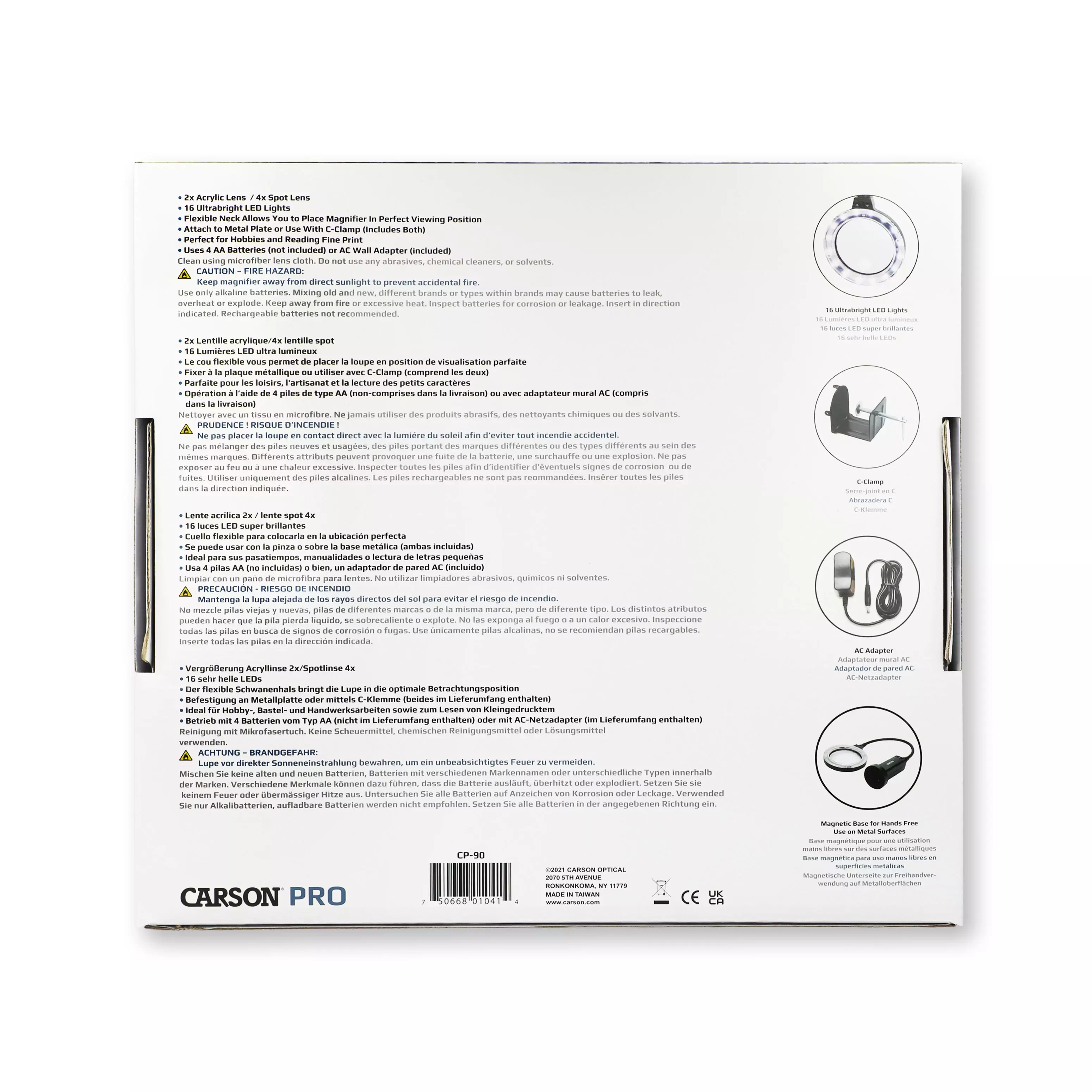 Förstoringsglas/bordslupp MagniFlex Pro 2x, 97mm, LED, Magnetisk bas - 8