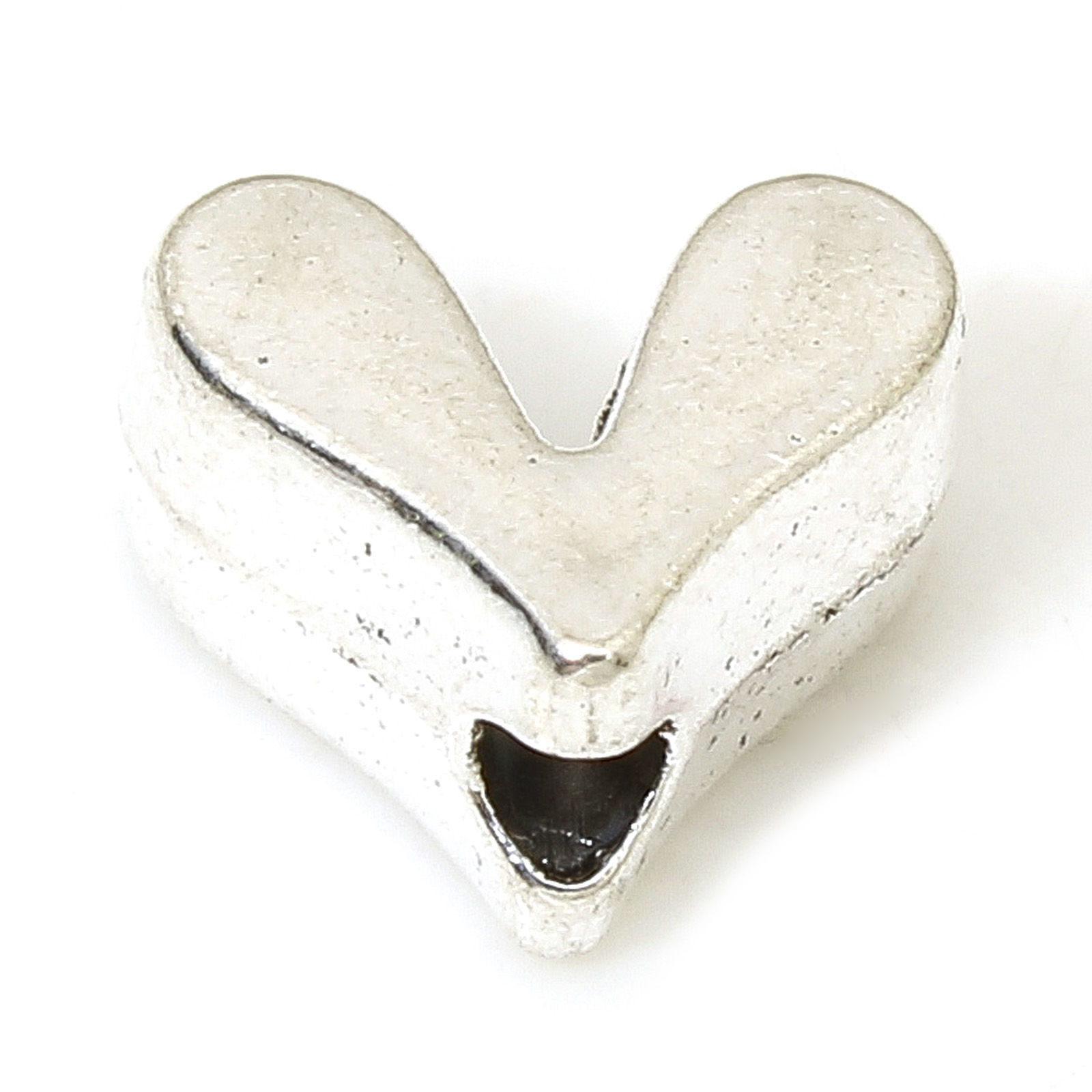 spacer bead, Heart 8mm silver