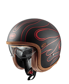 Premier Jet Hjälm Vintage Platinum ED. Carbon FR Red, Silver, Chromed BM  647-23002