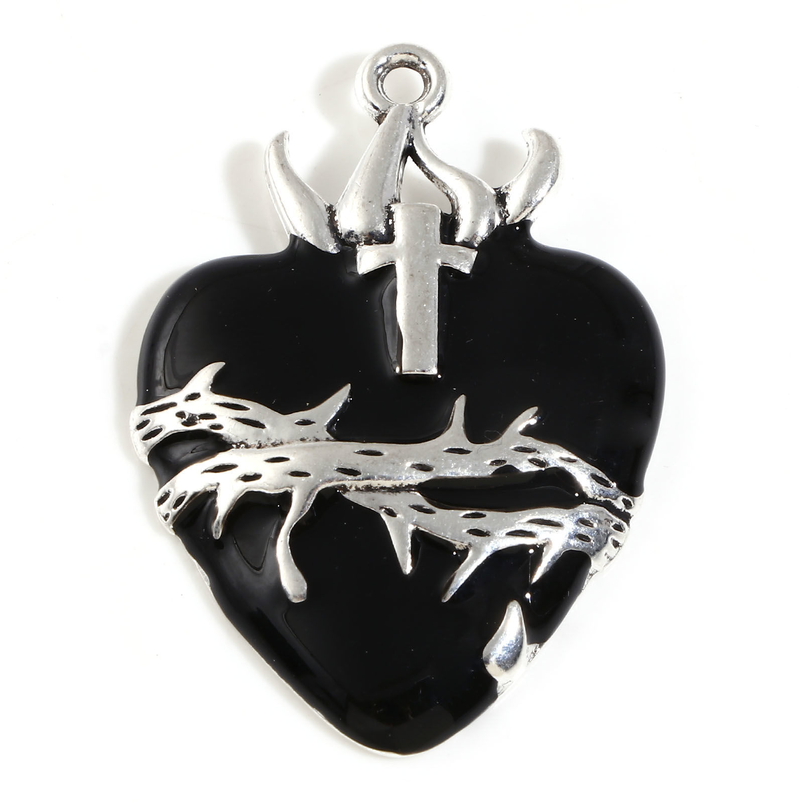 Charm  Heart ex voto  silver BLack 42mm