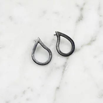 Silver earrings TEAR DROP - oxidized silver S/M/L