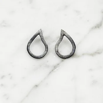 Silver earrings TEAR DROP - oxidized silver S/M/L