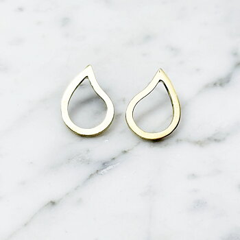 Silver earrings TEAR DROP - raw brass/silver S/M/L