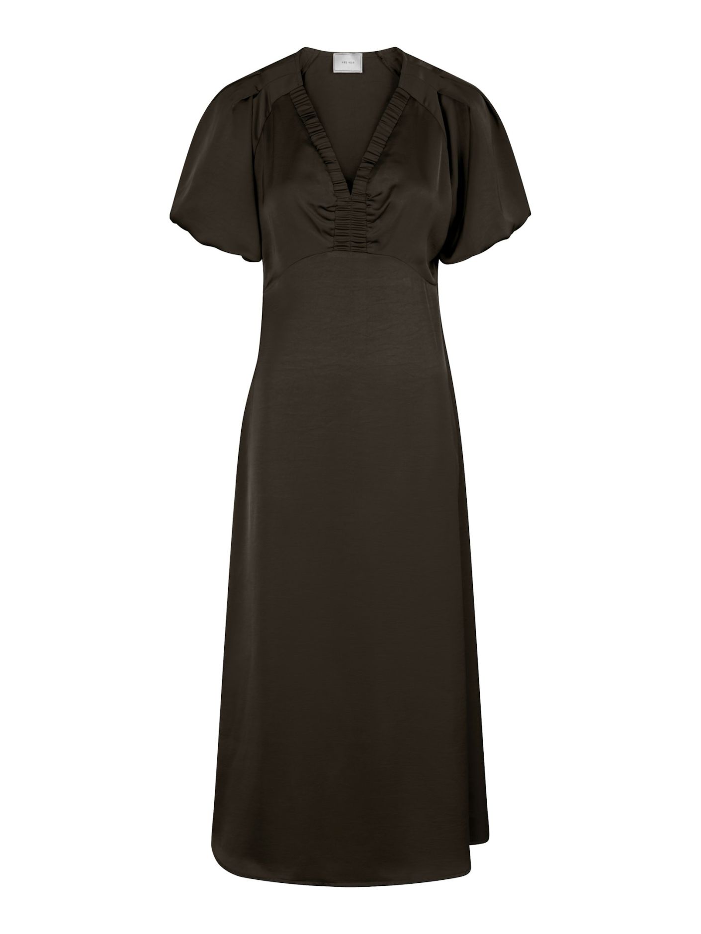 Neo Noir  - Illana Heavy Satin Dress Dark Brown - 4