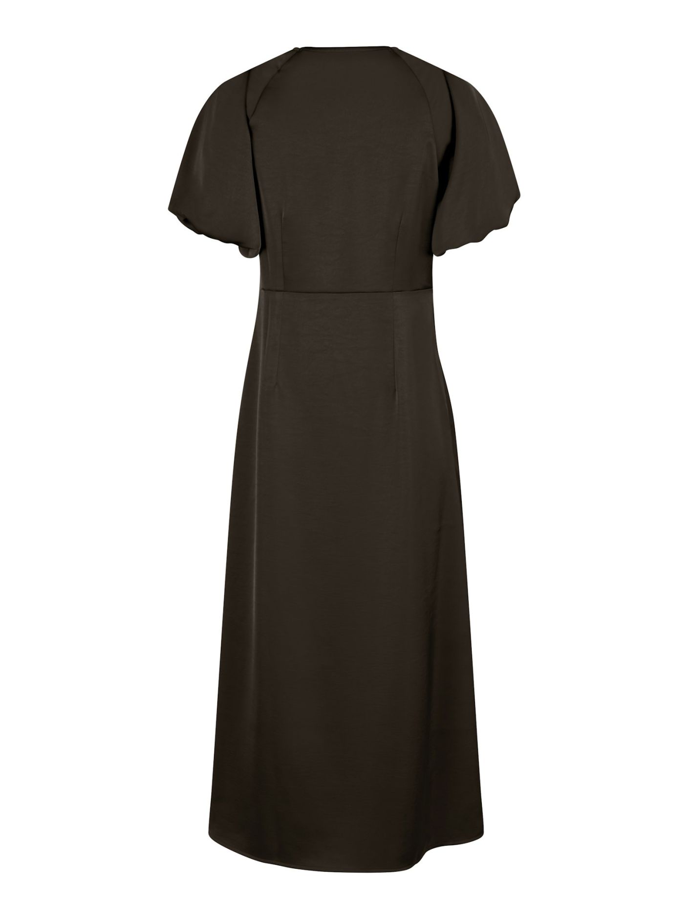 Neo Noir  - Illana Heavy Satin Dress Dark Brown - 5