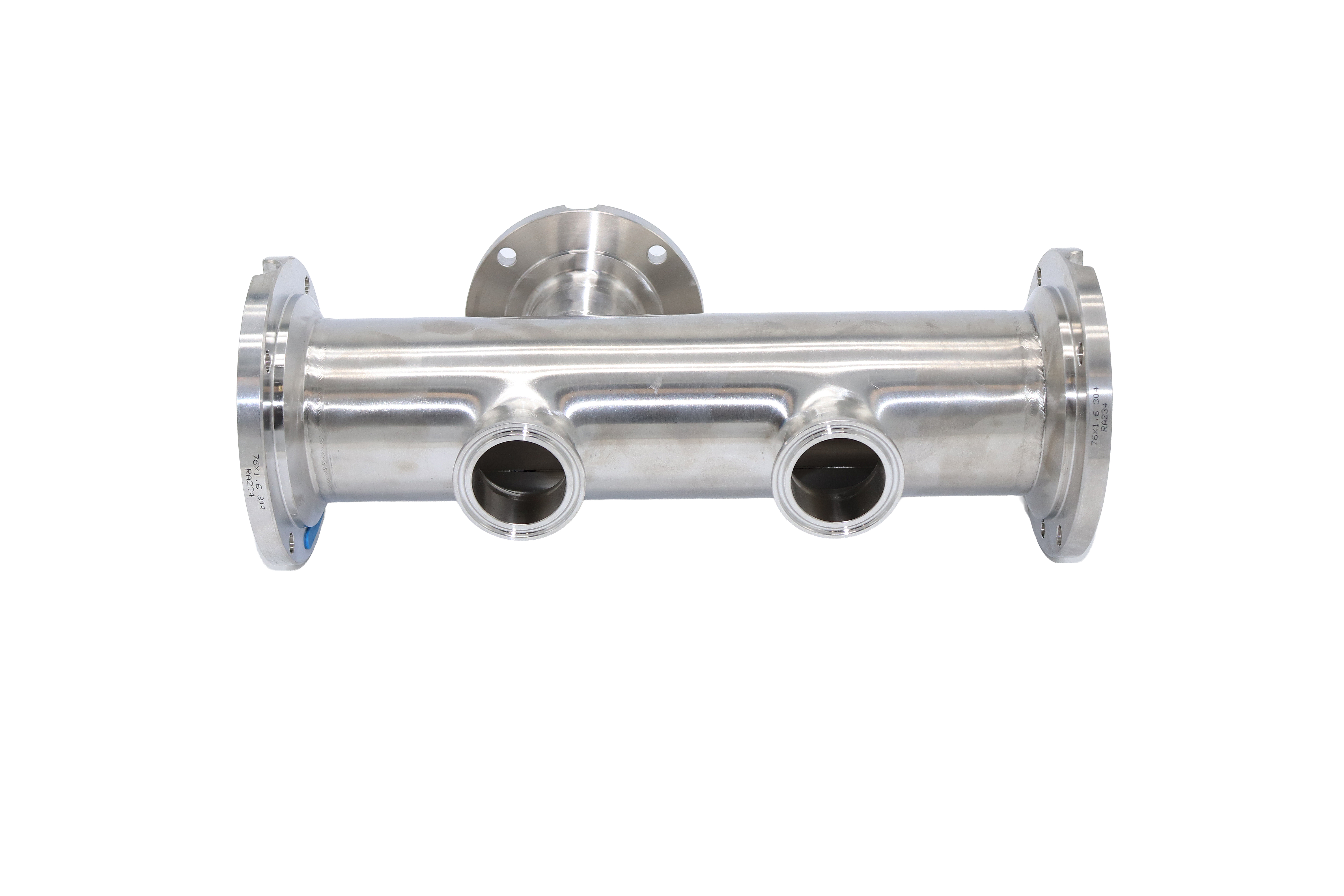 Adapter (T-Rohr) Ø76 mm (3"), I-Flanschen, 2xØ38 mm, 14'- Liter