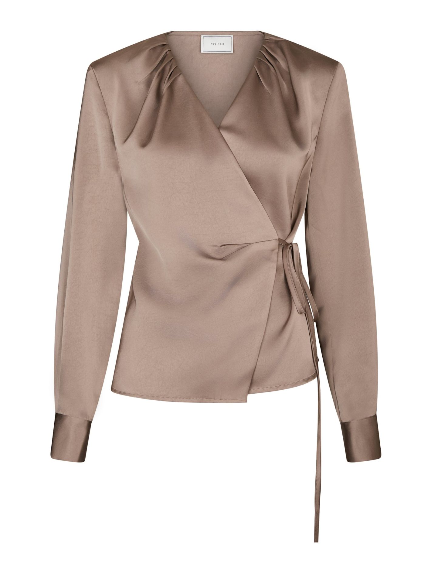 Neo Noir  - Caprina Heavy Sateen Blouse  Dark Taupe - 7