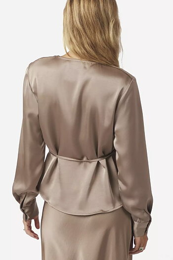 Neo Noir  - Caprina Heavy Sateen Blouse  Dark Taupe