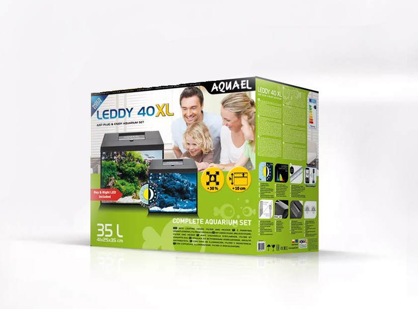 Aquael Leddy 40XL Day & Night svart LxBxH: 41x25x35 cm,  35 liter