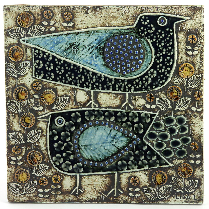 Lisa Larson (Unik 1961) Beautiful Birds Wall Plaque <Studio Production> (1)