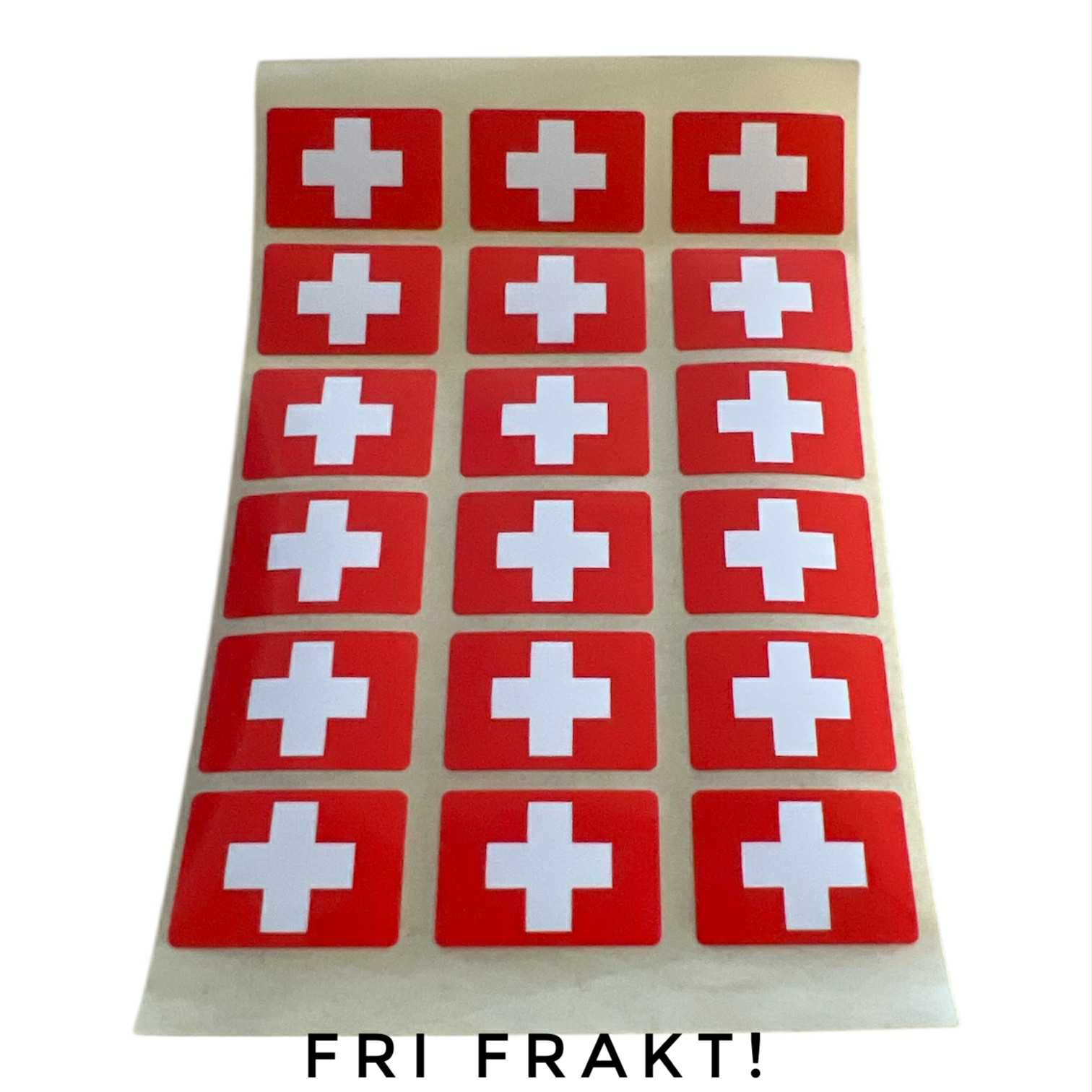 Små klisterflaggor på ark - Schweiz