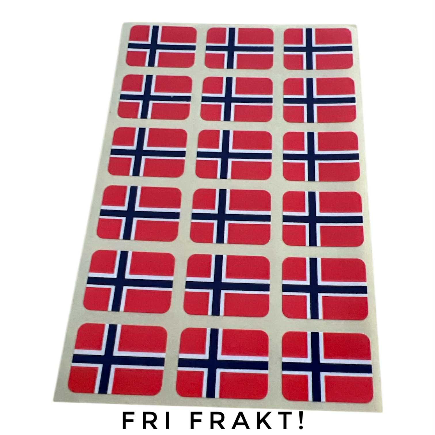 Små klisterflaggor på ark - Norge 