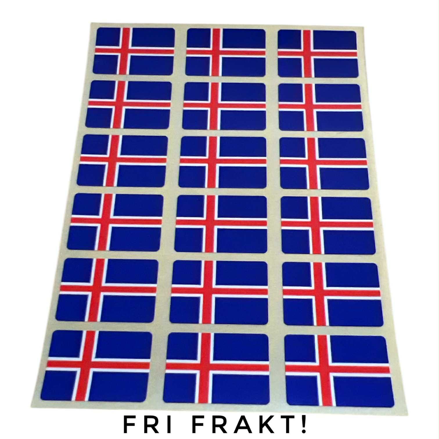 Små klisterflaggor på ark - Island 