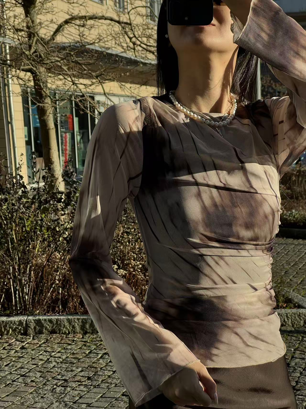 Neo Noir Lenida Faded Mesh Blouse - 3