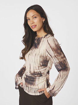 Neo Noir Lenida Faded Mesh Blouse