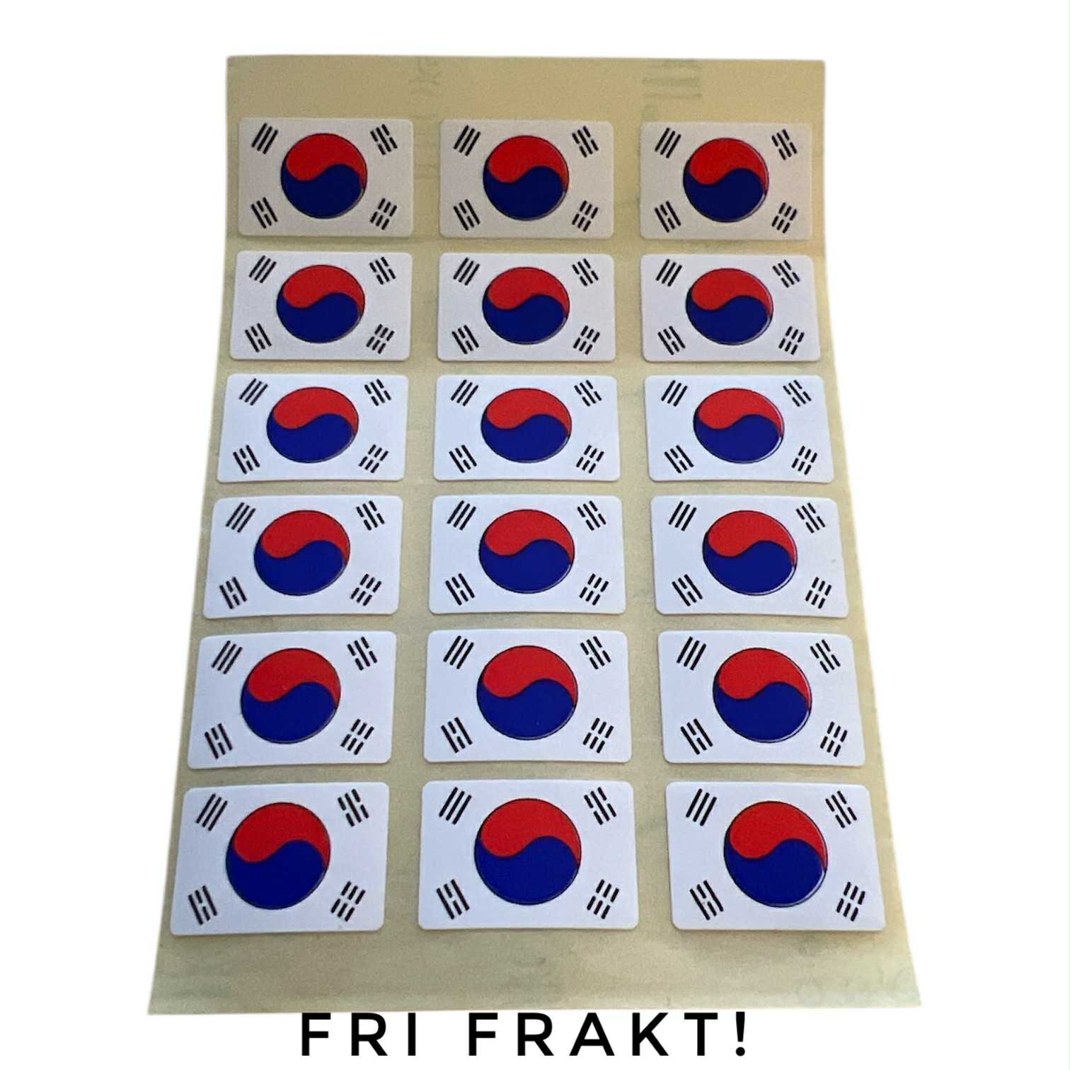 Små klisterflaggor på ark - Sydkorea 