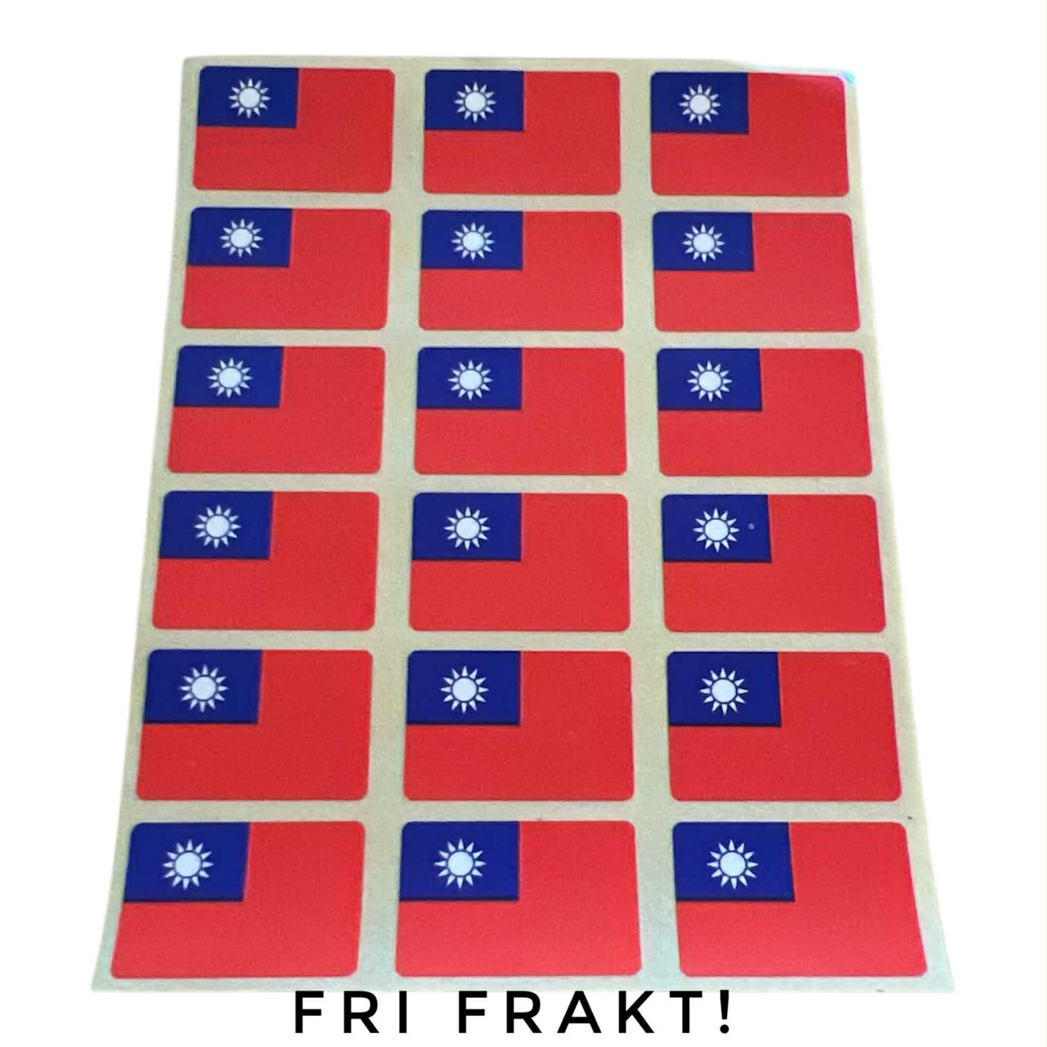 Små klisterflaggor på ark - Taiwan
