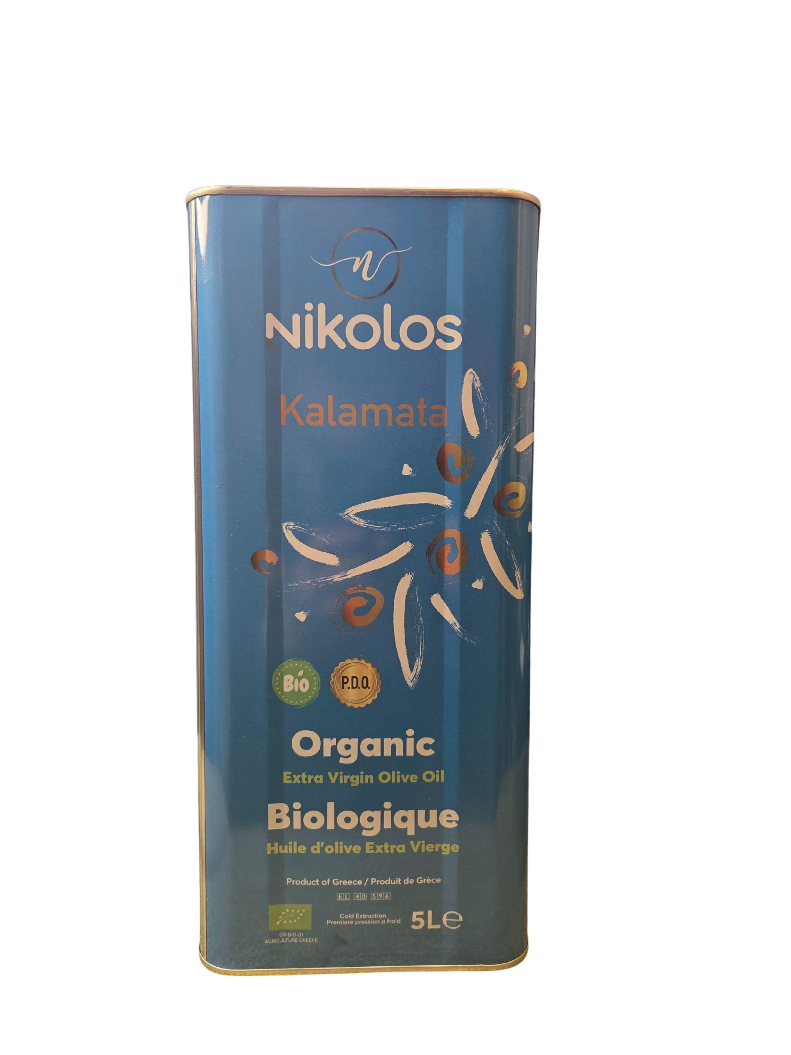 Nikolos Organic Olive Oil 5L - Extra Virgin, P.D.O. Kalamata