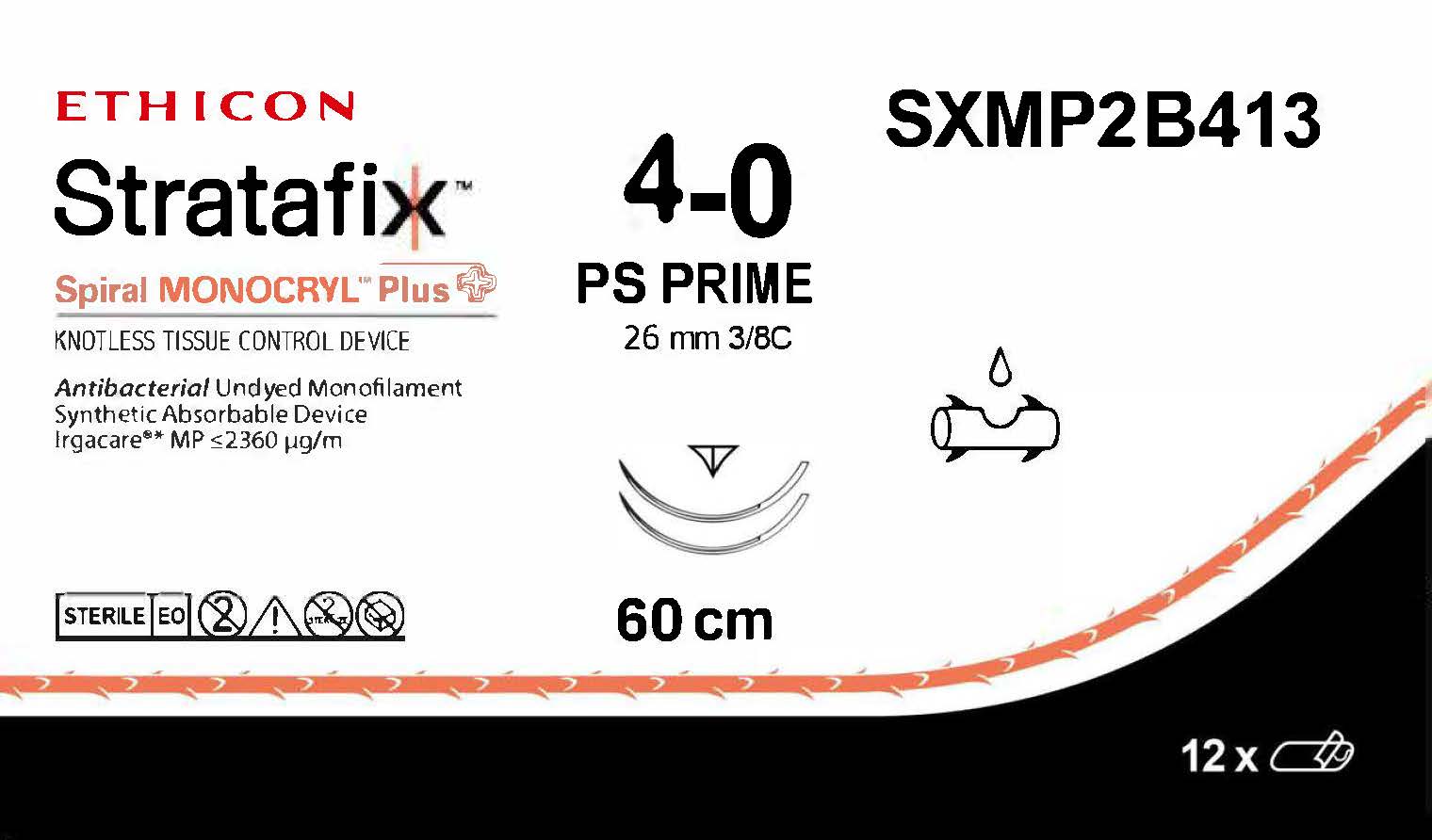 Stratafix Monocryl Plus 4-0, SXMP2B413, 2xPS 60 cm undyed