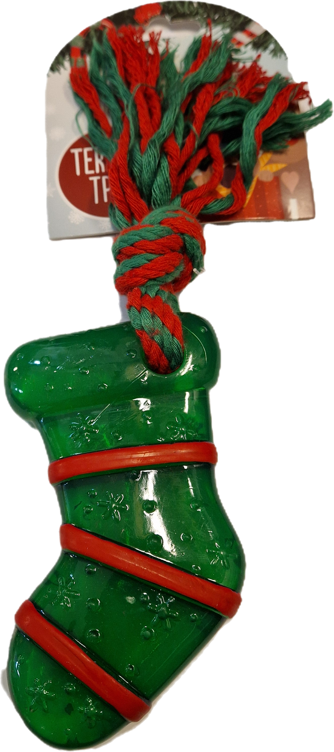 Christmas puppy sock grön, 22cm