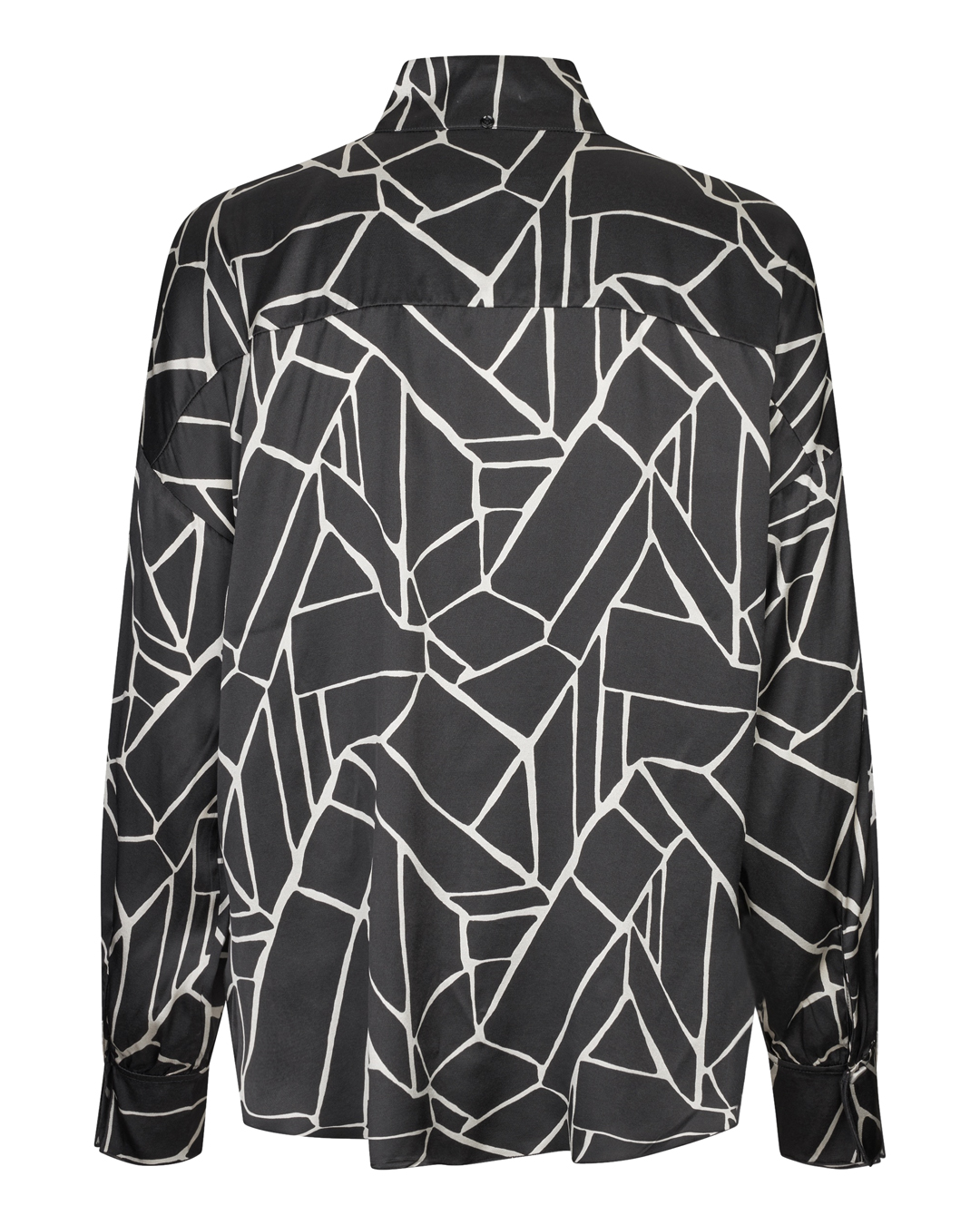 Sidenblus Elka mönstrad svart/offwhite - 7