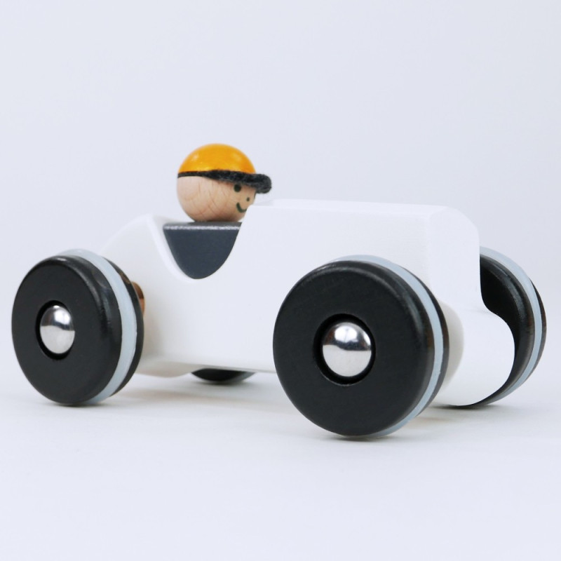 BAJO träleksak Leksaksbil  Retro rally  - vit - Hållbar träleksak för kreativ lek - 2
