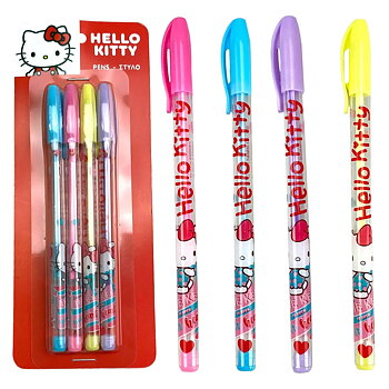 Hello Kitty Färgpennor 4 st - Lila, gul, rosa, blå - Sweetheart