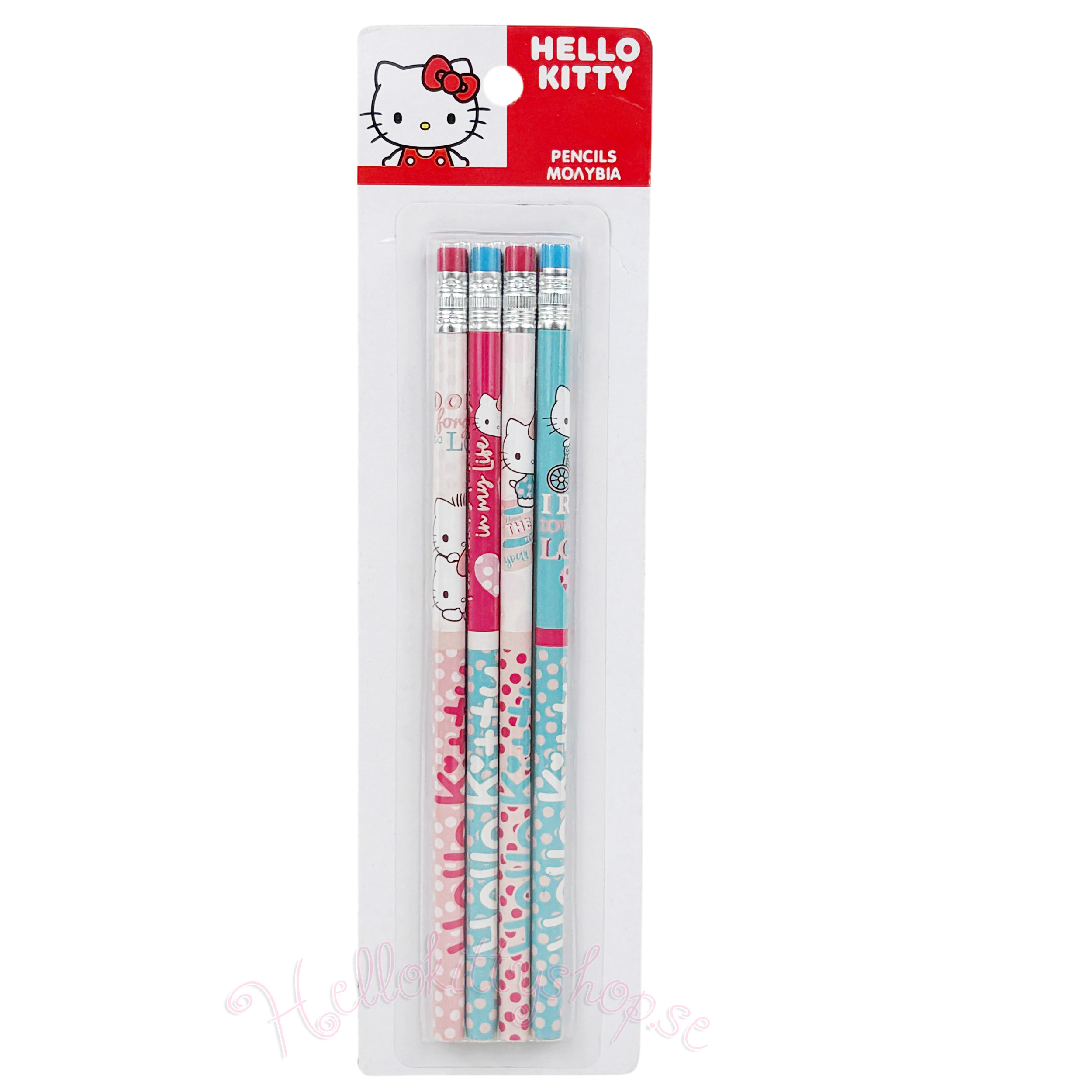 Hello Kitty Blyertspennor med Suddgummi 4-pack - Sweetheart