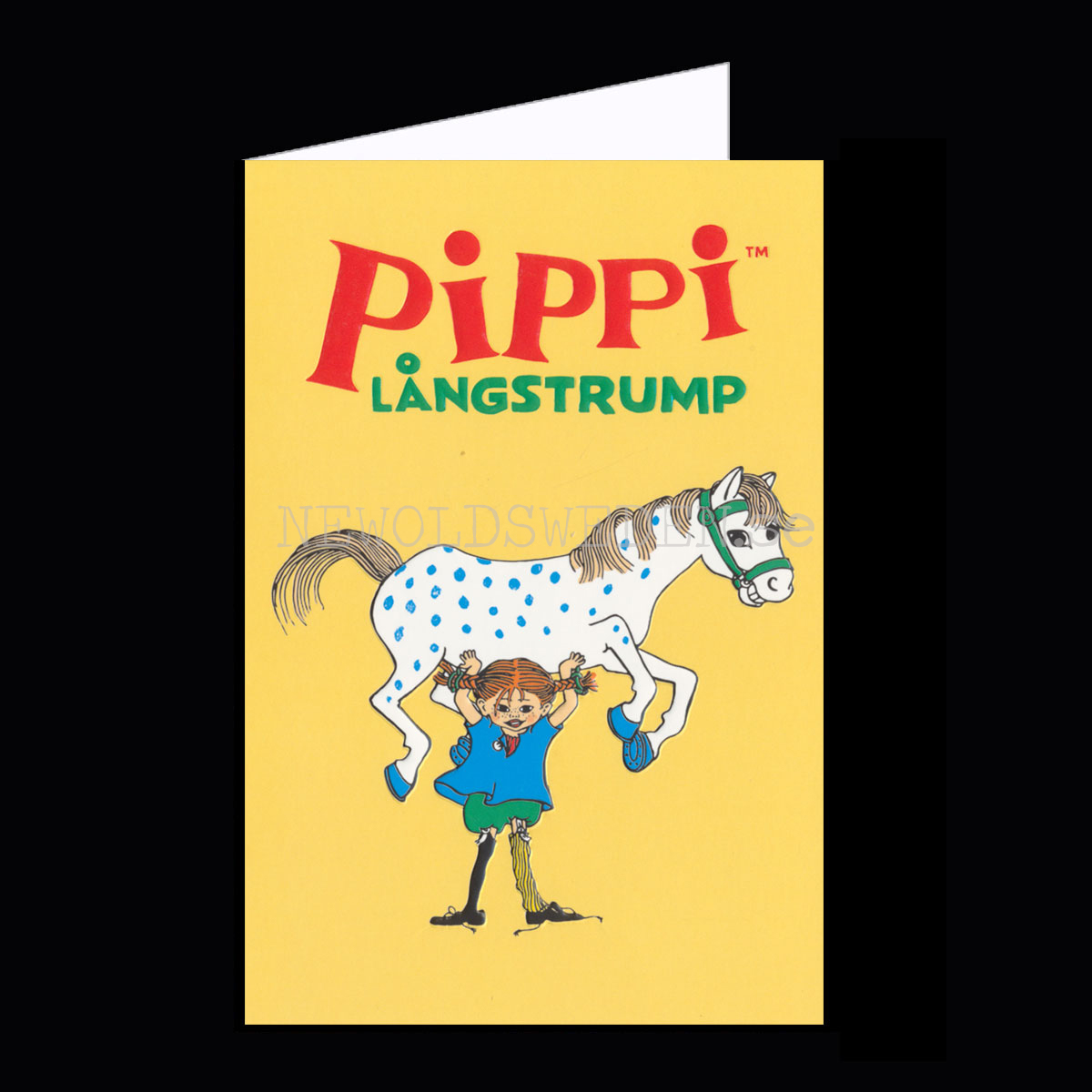 Pippi Långstrump Grattiskort - Präglat Dubbelkort med kuvert  - Ingrid Vang Nyman - 1050