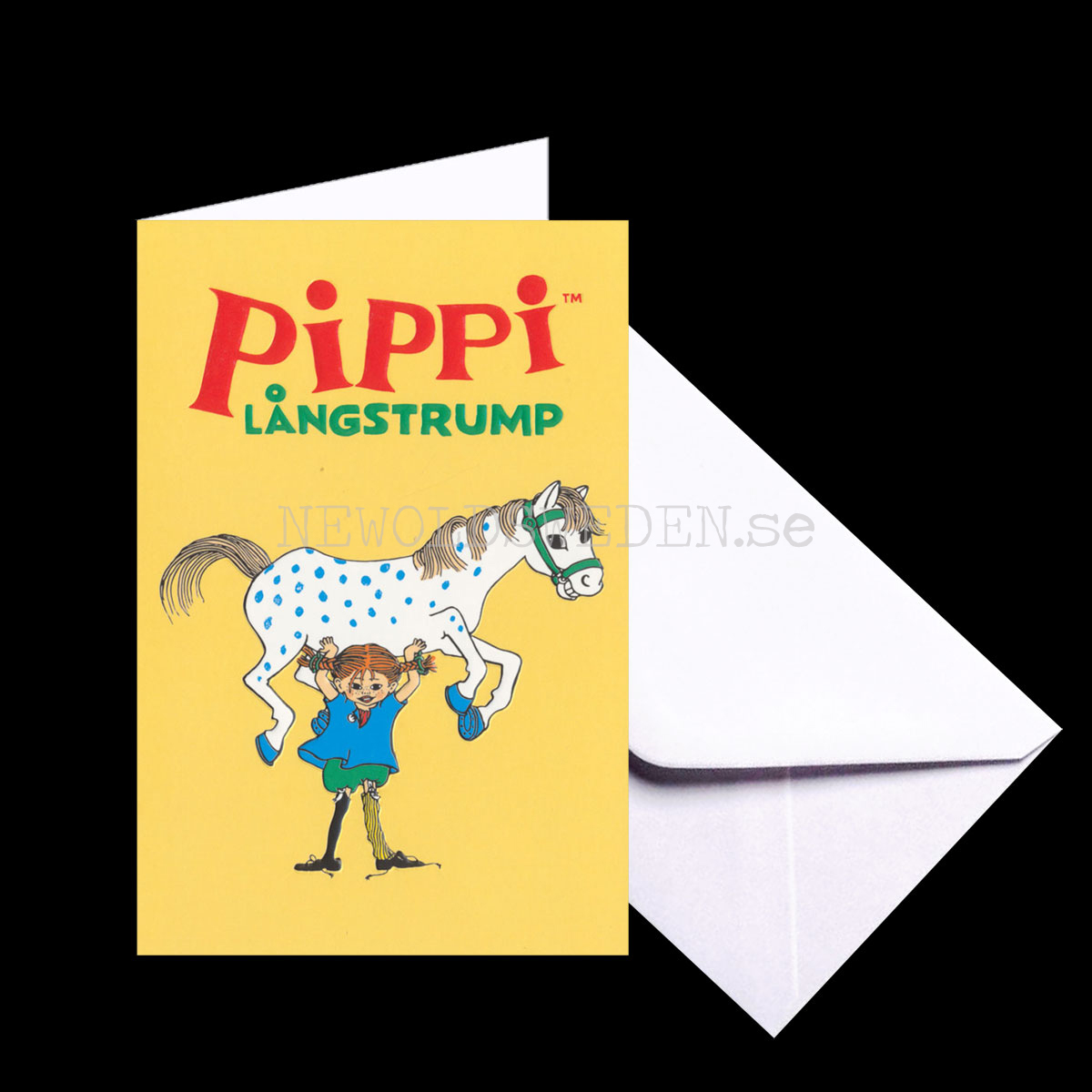 Pippi Långstrump Grattiskort - Präglat Dubbelkort med kuvert  - Ingrid Vang Nyman - 1050 - 2