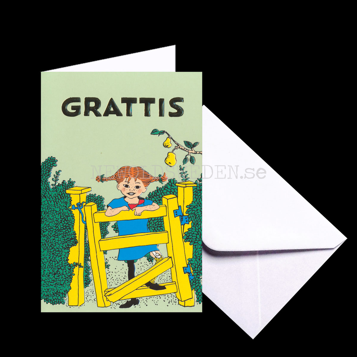 Pippi Långstrump Grattiskort - Präglat Dubbelkort med kuvert  - Ingrid Vang Nyman - 1050 - 2