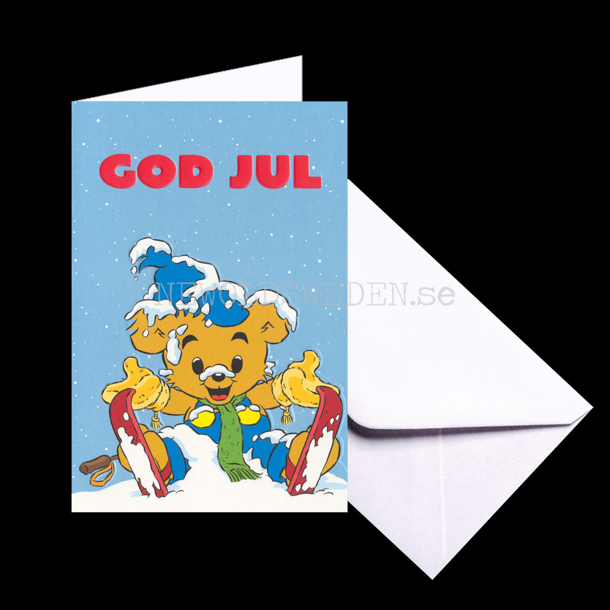 Bamse Julkort - Präglat Dubbelkort med kuvert  - Rune Andréasson - 1050 - 2