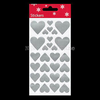 Julstickers Hjärtan SILVER - 58 stycken - LO