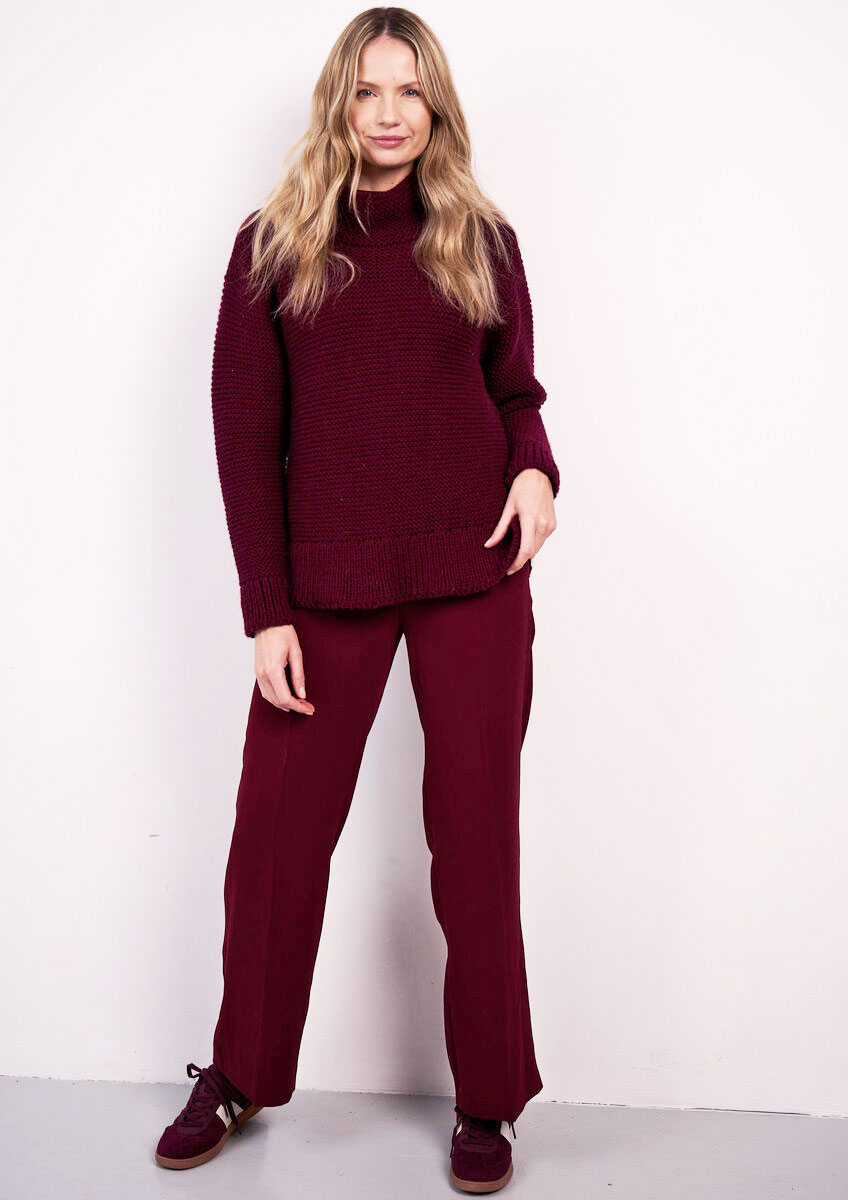 Elowen tröja rätstickad polotröja i Chunky Wool Mocha – Hippstick