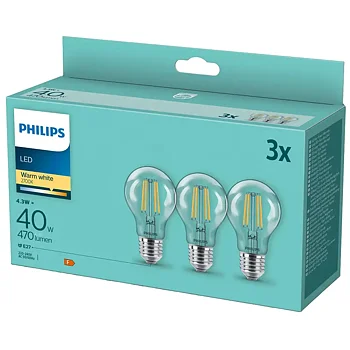LED E27 Normal 40W 3/fp Klar