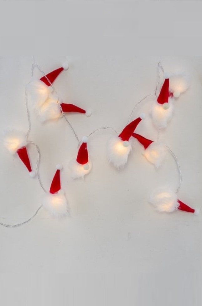 String of lights with elves - LED - 10 lights - Red/White - 200 cm