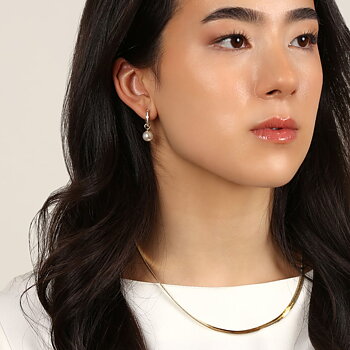 Snö Of Sweden Core Pearl Ring Ear Golden/White