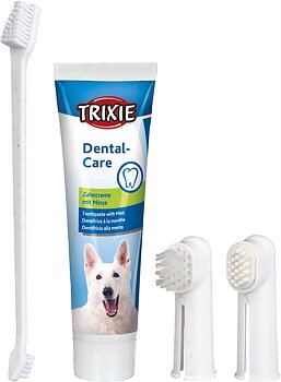 Tandvårdsset hund med tandkräm, Trixie