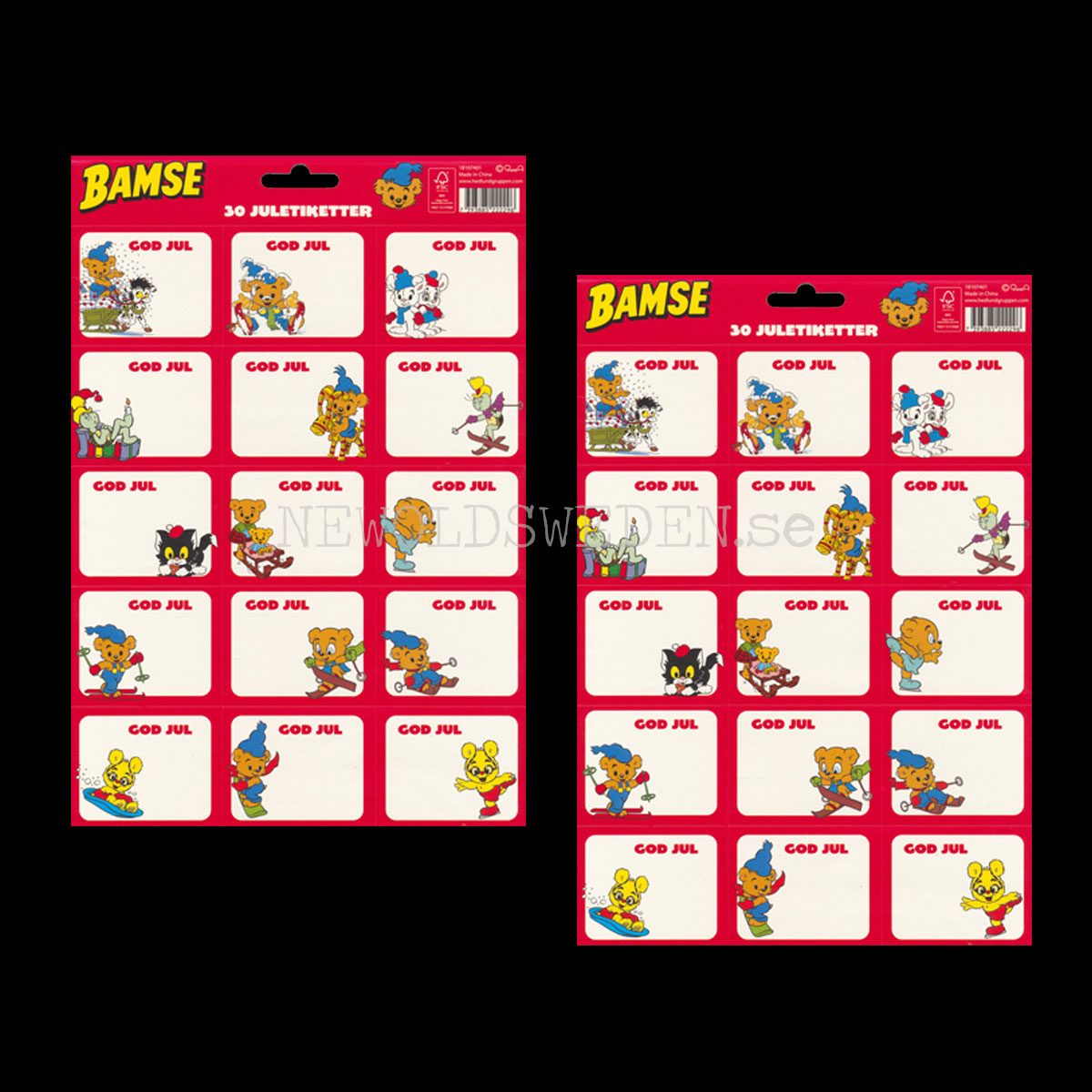 BAMSE Juletiketter 30 stycken - Rune Andréasson - LO - 2