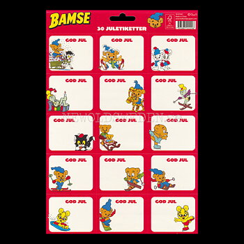 BAMSE Juletiketter 30 stycken - Rune Andréasson - LO