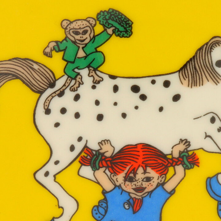 Ingrid Vang Nyman (1990s) Quadratic Wall Plaque with Pippi Longstocking Motif 12 cm  [Sample Images]