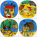 Ingrid Vang Nyman (1990s) Quadratic Wall Plaque with Pippi Longstocking Motif 12 cm  [Sample Images]