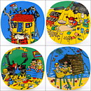Ingrid Vang Nyman (1990s) Quadratic Wall Plaque with Pippi Longstocking Motif 12 cm  [Sample Images]