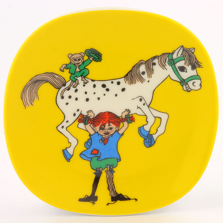 Ingrid Vang Nyman (1990s) Quadratic Wall Plaque with Pippi Longstocking Motif 12 cm  [Sample Images]