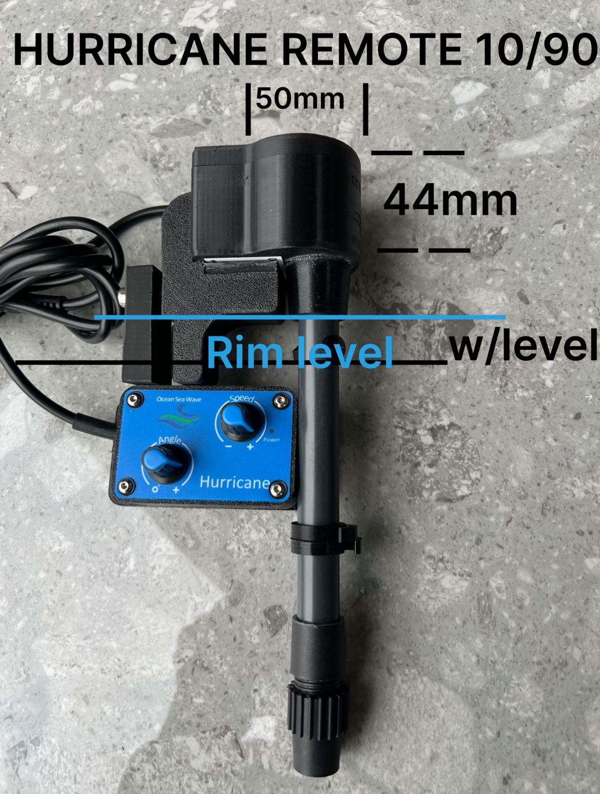 OceanSeaWave Hurricane, 10-90° Oscillating streamer mount